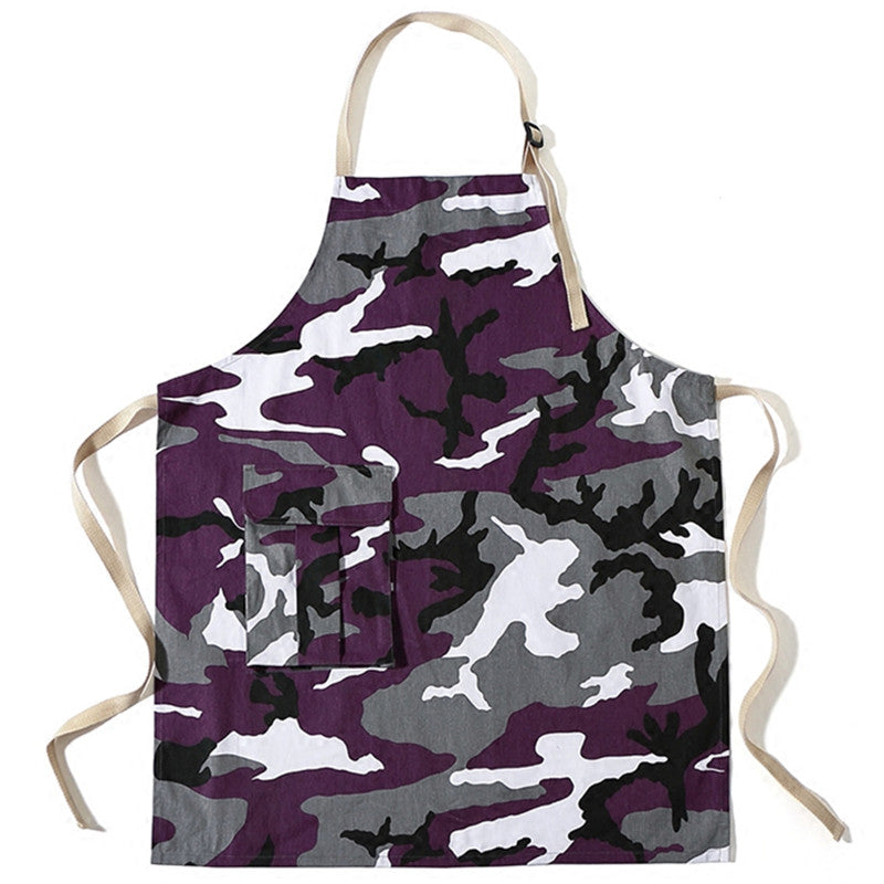 Camouflage Cotton Apron Home Bake Cook Craft Housework Cloth Barista Painter Artist Gardener Florist Workwear