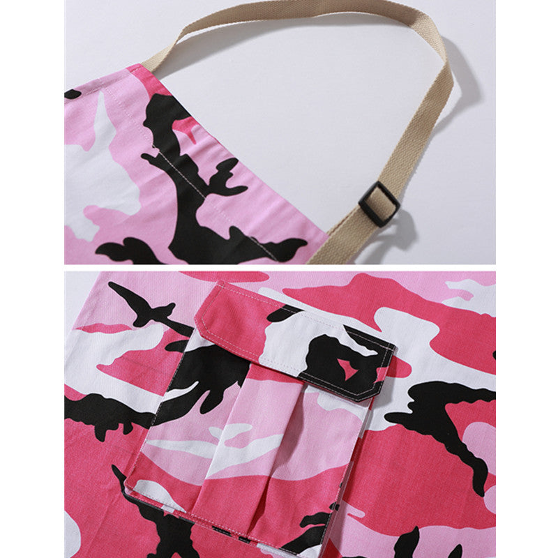 Camouflage Cotton Apron Home Bake Cook Craft Housework Cloth Barista Painter Artist Gardener Florist Workwear