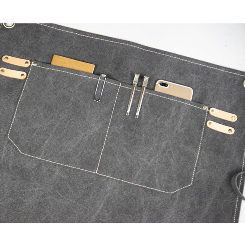 Gray Canvas Waist Apron Blue Barista Bartender Baker Pastry Chef Uniform Green Florist Carpenter Gardener Work Wear