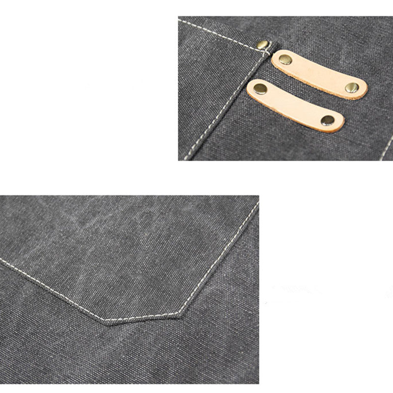 Gray Canvas Waist Apron Blue Barista Bartender Baker Pastry Chef Uniform Green Florist Carpenter Gardener Work Wear