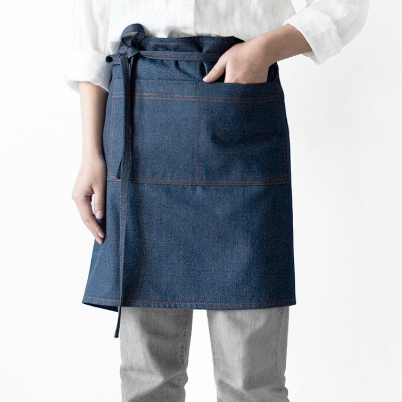 Blue Denim Waist Apron Barista Bartender Waiter Waitress BBQ Pastry Chef Catering Uniform Black Florist Gardener Workwear