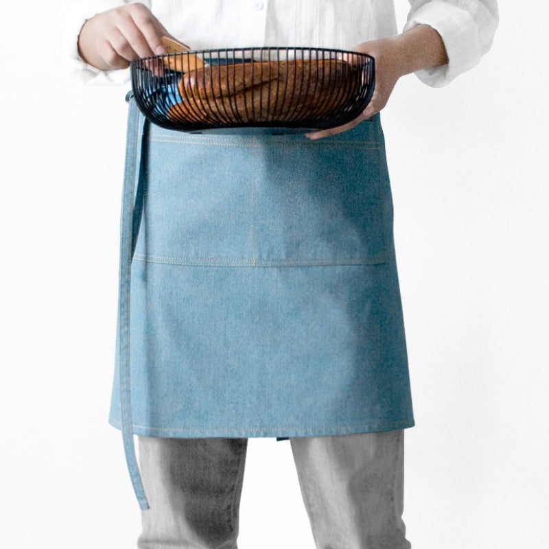 Blue Denim Waist Apron Barista Bartender Waiter Waitress BBQ Pastry Chef Catering Uniform Black Florist Gardener Workwear