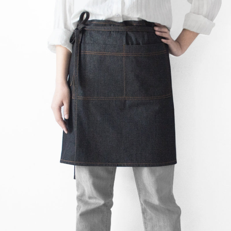 Blue Denim Waist Apron Barista Bartender Waiter Waitress BBQ Pastry Chef Catering Uniform Black Florist Gardener Workwear