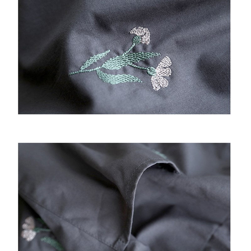 Embroidered Floral Cotton Apron Florist Artist Flower Shop Manicure Workwear Waitress Cafe Barista Bakery Pastry Chef Uniform