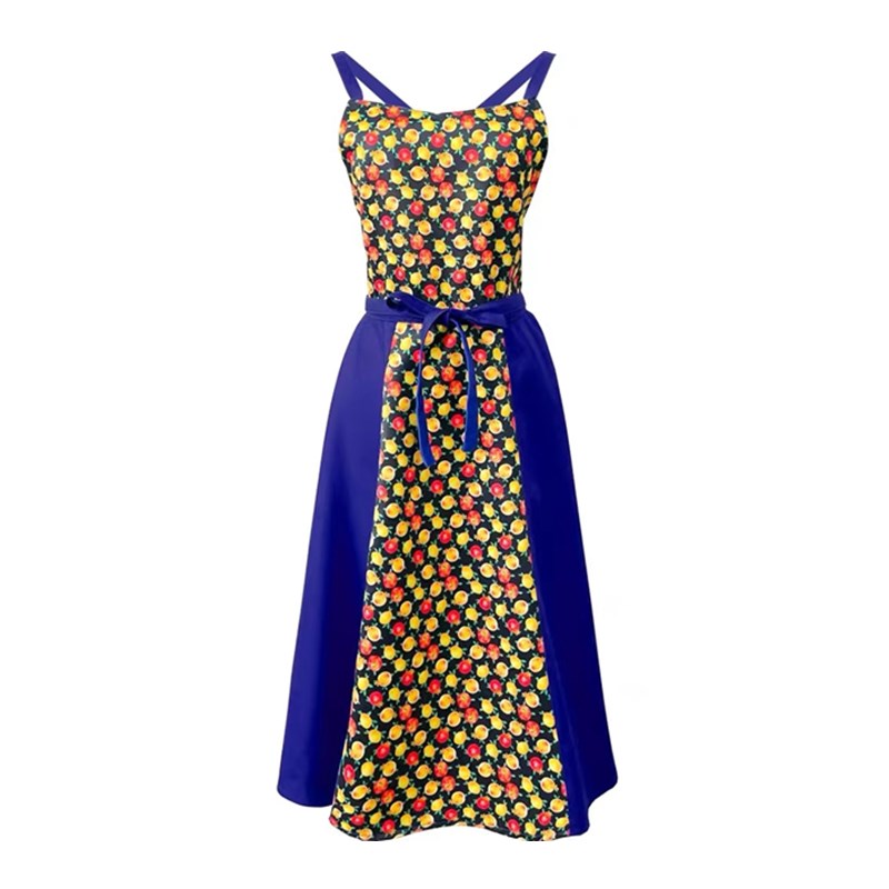 Polyester Cotton Blue Floral Apron Florist Waitress Pastry Chef Workwear Cafe Bakery Flower Shop Tea House Uniform