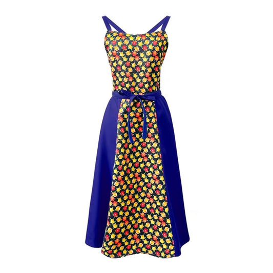 Polyester Cotton Blue Floral Apron Florist Waitress Pastry Chef Workwear Cafe Bakery Flower Shop Tea House Uniform