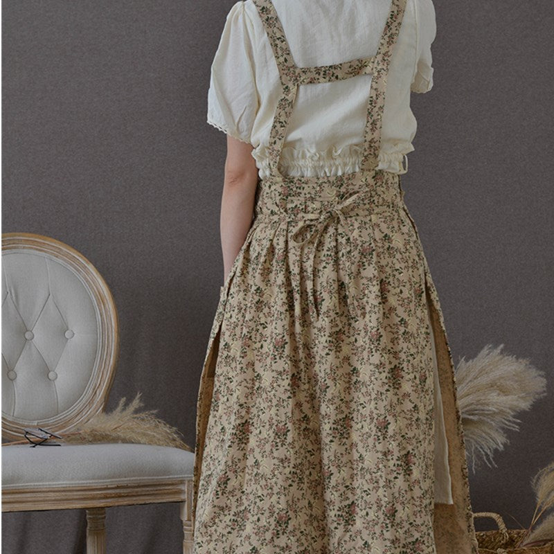 Floral Cotton Apron Cooking Baking Painting Crafting Work wear Florist Gardener Cafe Barista Pastry Chef Restaurant Uniform