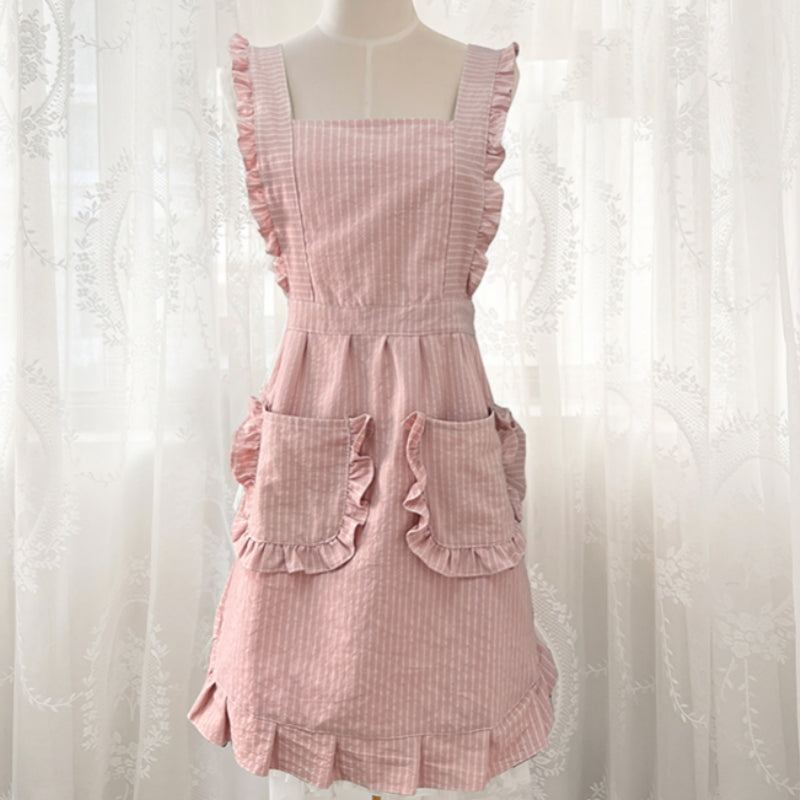 Frilly Cotton Apron Florist Waitress Coffee Shop Pastry Chef Workwear Cafe Bakery Flower Shop Tea House Uniform