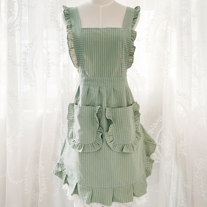 Frilly Cotton Apron Florist Waitress Coffee Shop Pastry Chef Workwear Cafe Bakery Flower Shop Tea House Uniform