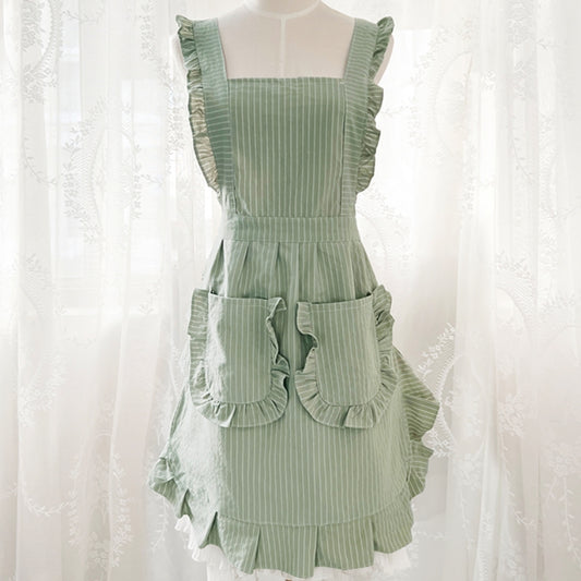 Frilly Cotton Apron Florist Waitress Coffee Shop Pastry Chef Workwear Cafe Bakery Flower Shop Tea House Uniform