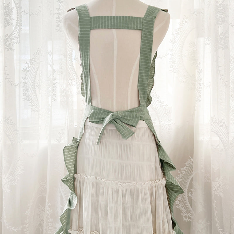 Frilly Cotton Apron Florist Waitress Coffee Shop Pastry Chef Workwear Cafe Bakery Flower Shop Tea House Uniform