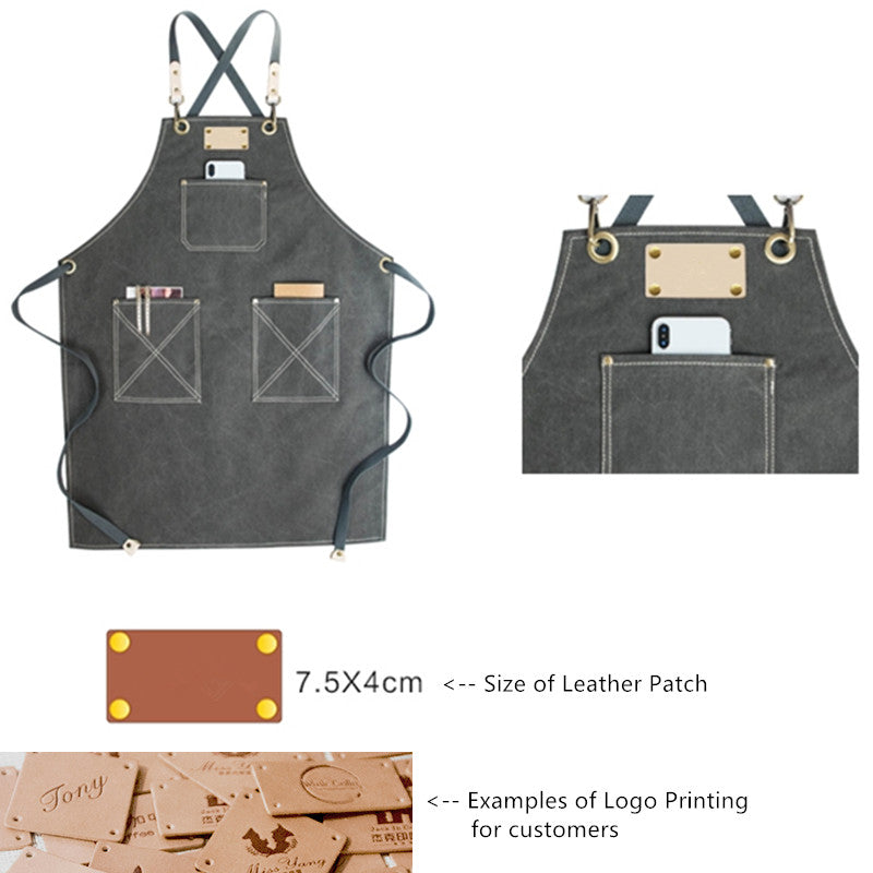 Cross-back Canvas Apron Gray Cafe Barista Bartender Pastry Restaurant Uniform Khaki Florist Barber Hairdresser Workwear
