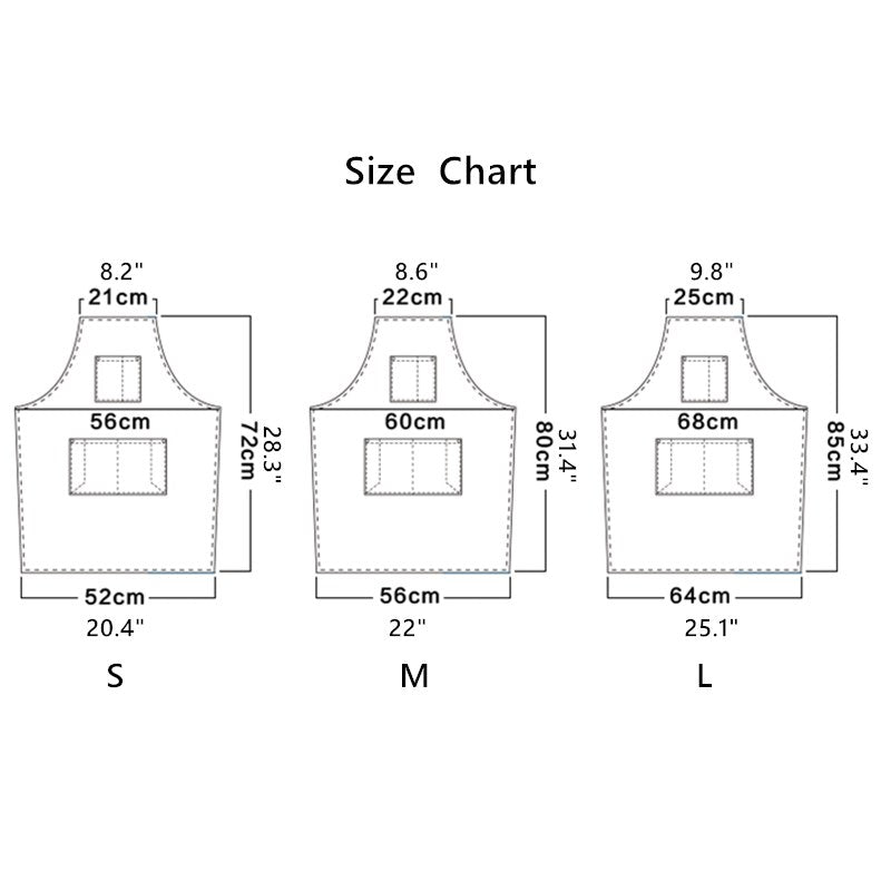 Cross-back Gray Canvas Apron Leather Straps Barista Bartender BBQ Chef Uniform Barber Florist Hairdresser Workwear
