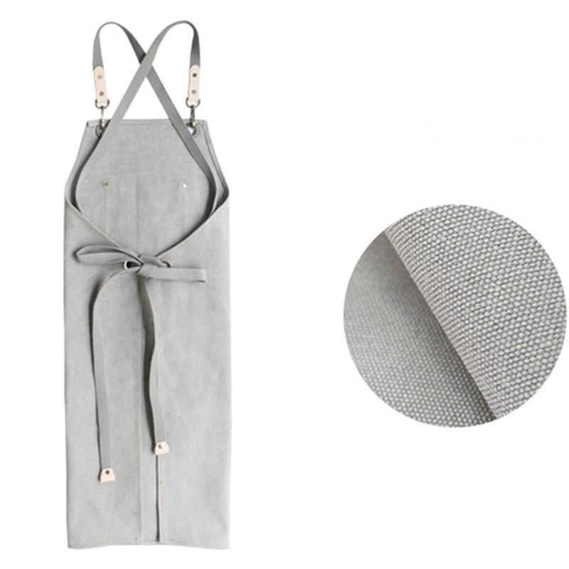 Cross-back Canvas Apron Khaki Barista Bartender BBQ Chef Uniform Gray Barber Florist Carpenter Painter Workwear