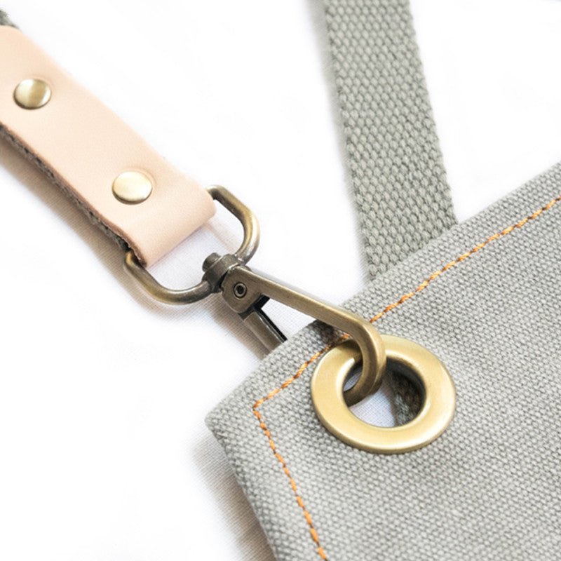 Cross-back Canvas Apron Khaki Barista Bartender BBQ Chef Uniform Gray Barber Florist Carpenter Painter Workwear