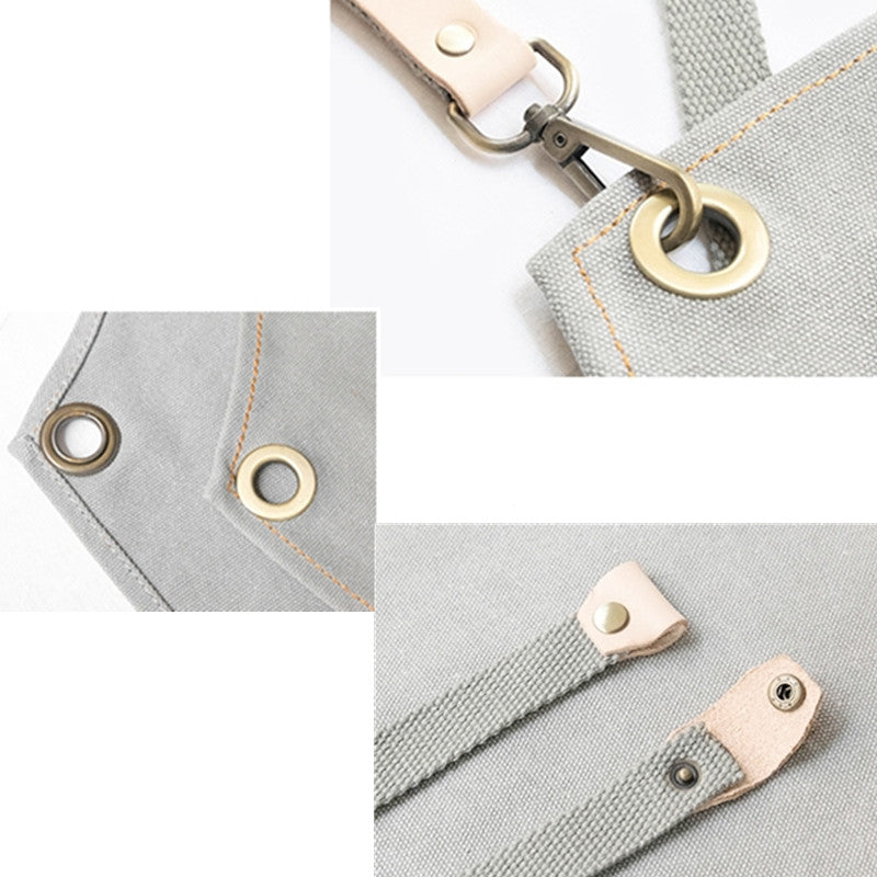 Cross-back Canvas Apron Khaki Barista Bartender BBQ Chef Uniform Gray Barber Florist Carpenter Painter Workwear
