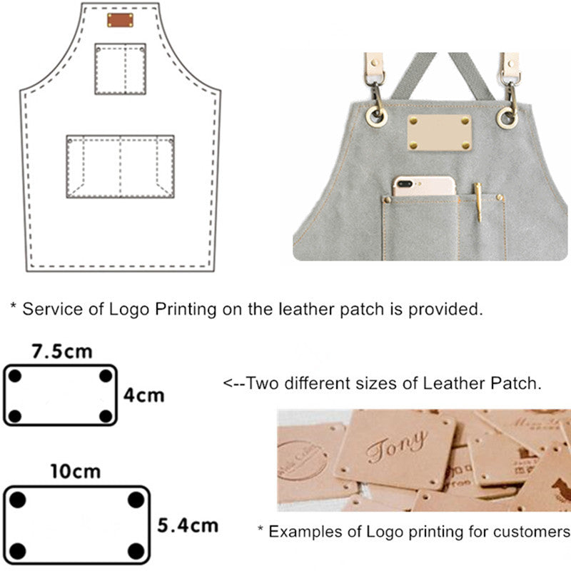Cross-back Canvas Apron Khaki Barista Bartender BBQ Chef Uniform Gray Barber Florist Carpenter Painter Workwear