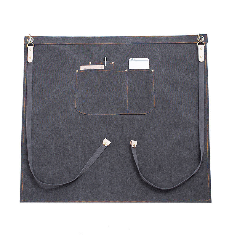 Gray Canvas Waist Apron Khaki Barista Bartender Pastry Chef Uniform Florist Gardener Wood Work Wear
