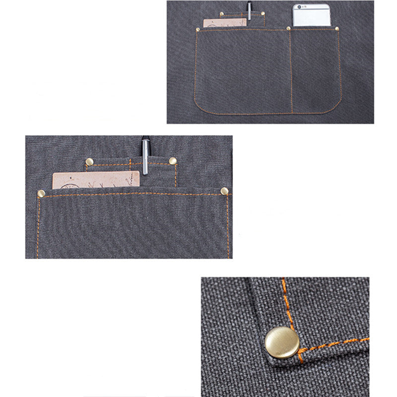 Gray Canvas Waist Apron Khaki Barista Bartender Pastry Chef Uniform Florist Gardener Wood Work Wear