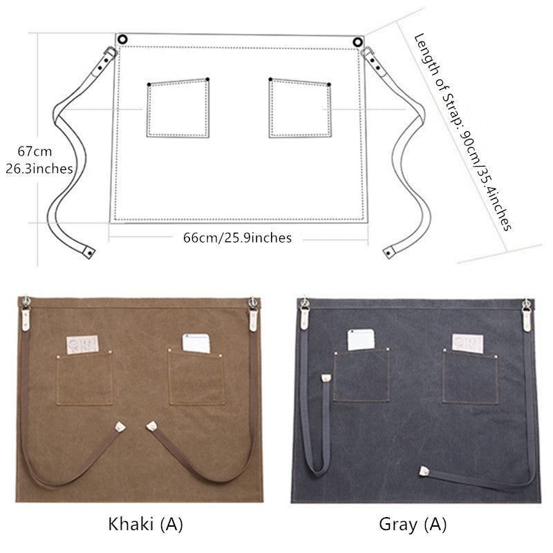 Gray Canvas Waist Apron Khaki Barista Bartender Pastry Chef Uniform Florist Gardener Wood Work Wear