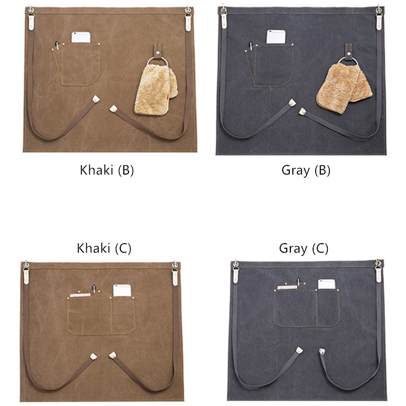 Gray Canvas Waist Apron Khaki Barista Bartender Pastry Chef Uniform Florist Gardener Wood Work Wear