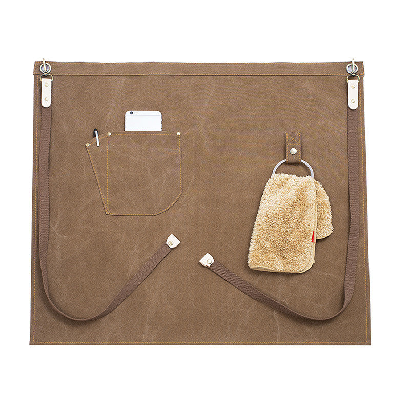 Gray Canvas Waist Apron Khaki Barista Bartender Pastry Chef Uniform Florist Gardener Wood Work Wear