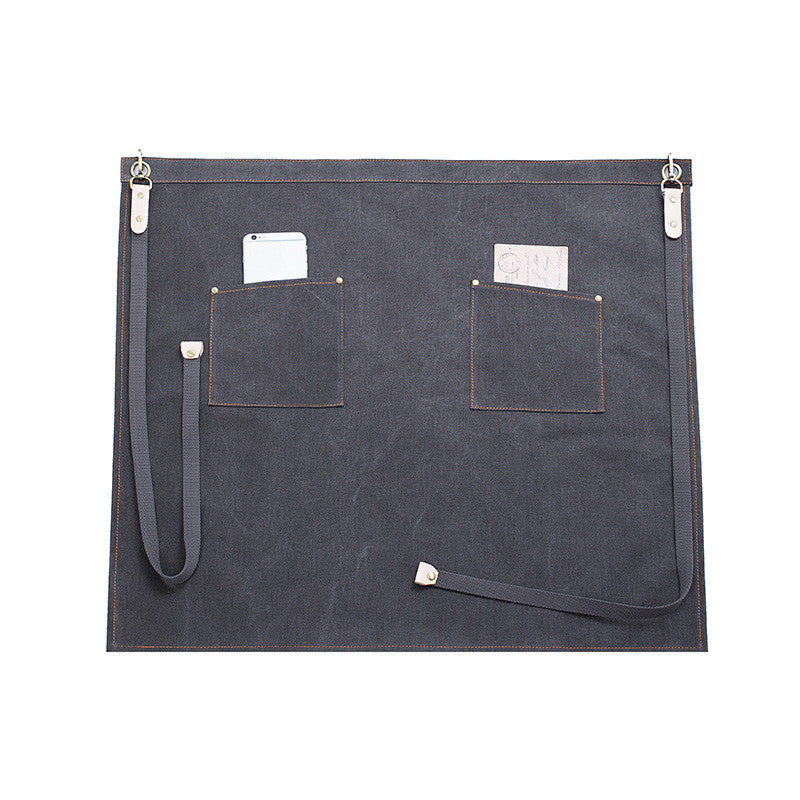 Gray Canvas Waist Apron Khaki Barista Bartender Pastry Chef Uniform Florist Gardener Wood Work Wear