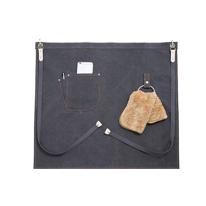 Gray Canvas Waist Apron Khaki Barista Bartender Pastry Chef Uniform Florist Gardener Wood Work Wear