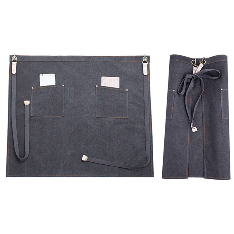 Gray Canvas Waist Apron Khaki Barista Bartender Pastry Chef Uniform Florist Gardener Wood Work Wear