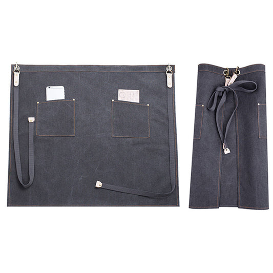 Gray Canvas Waist Apron Khaki Barista Bartender Pastry Chef Uniform Florist Gardener Wood Work Wear
