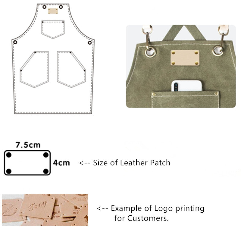 Green Cross-back Canvas Apron Gray Barista Bartender Restaurant Bistro Pastry Chef Uniform Florist Barber Hairdresser Gardener Workwear