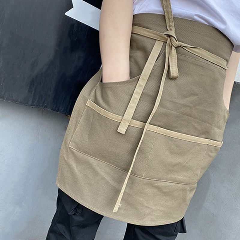 Canvas Waist Apron Brown Cafe Barista Bartender BBQ Restaurant Pastry Chef Uniform Khaki Florist Gardener Flower shop Work Wear