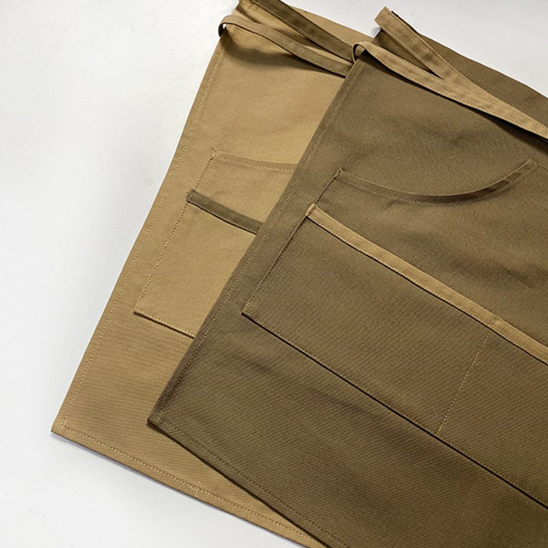 Canvas Waist Apron Brown Cafe Barista Bartender BBQ Restaurant Pastry Chef Uniform Khaki Florist Gardener Flower shop Work Wear