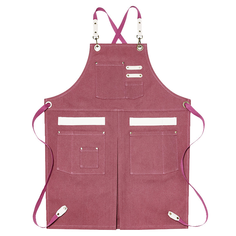 Cross-back Canvas Apron Cafe Barista Bartender Restaurant Pastry Chef Uniform Florist Manicure Hairdresser Work Wear
