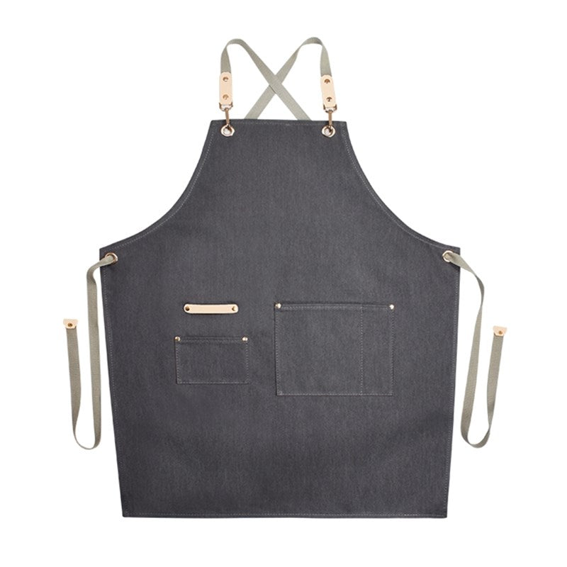 Kids Cross-back Denim Canvas Apron School Painting Crafting DIY Class Drawing Family Party Baking Cooking Clothes