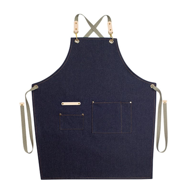 Kids Cross-back Denim Canvas Apron School Painting Crafting DIY Class Drawing Family Party Baking Cooking Clothes