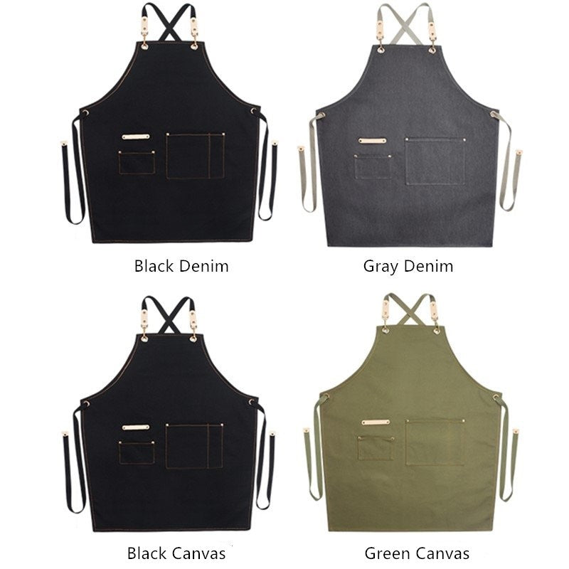 Kids Cross-back Denim Canvas Apron School Painting Crafting DIY Class Drawing Family Party Baking Cooking Clothes