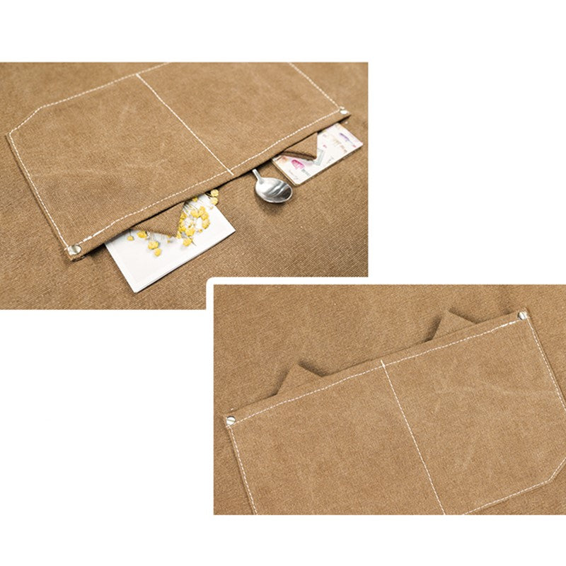 Kids Cross-back Khaki Canvas Apron Children School Painting Craft DIY Class Drawing Baking Cooking Clothes