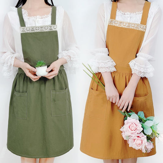 Long Cotton Apron Florist Flower Shop Tea House Workwear Baker Coffee Shop Restaurant Waitress Pastry Chef Cook Uniform