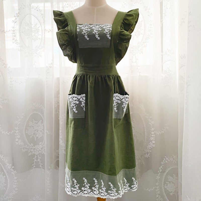 Frilly Cotton Apron Florist Waitress Tea Coffee Shop Pastry Chef Workwear Cafe Barista Baker Flower Shop Uniform