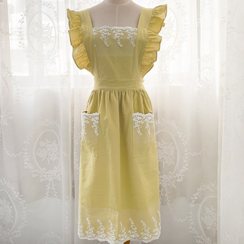 Frilly Cotton Apron Florist Waitress Tea Coffee Shop Pastry Chef Workwear Cafe Barista Baker Flower Shop Uniform