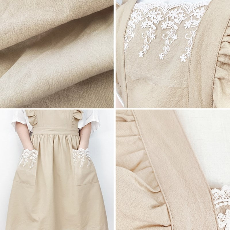 Frilly Cotton Apron Florist Waitress Tea Coffee Shop Pastry Chef Workwear Cafe Barista Baker Flower Shop Uniform
