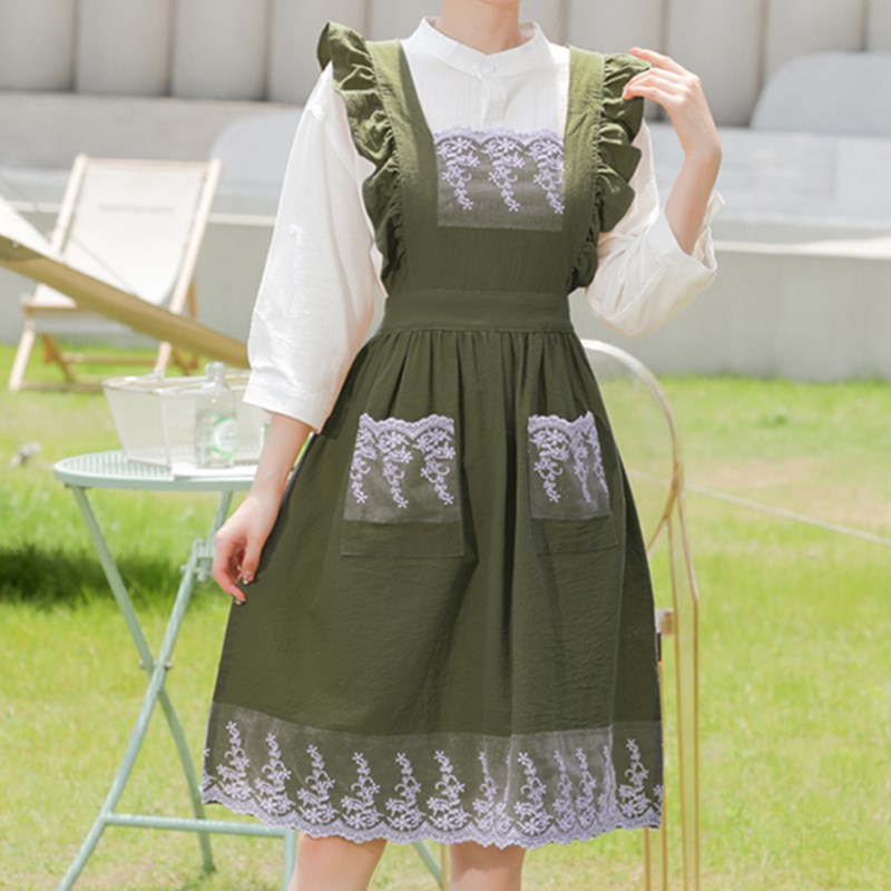 Frilly Cotton Apron Florist Waitress Tea Coffee Shop Pastry Chef Workwear Cafe Barista Baker Flower Shop Uniform