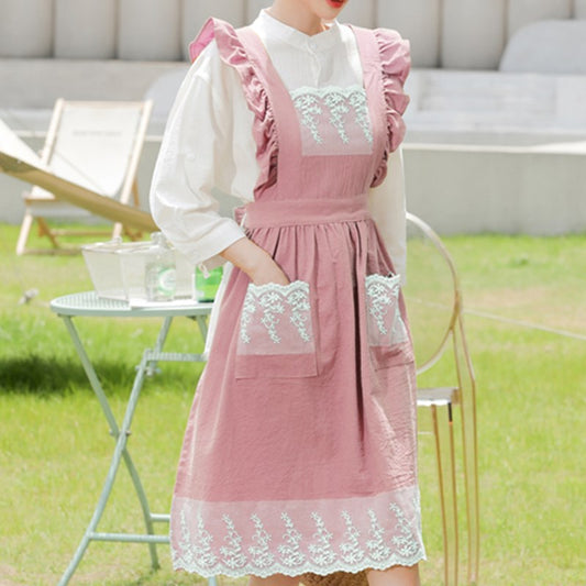 Frilly Cotton Apron Florist Waitress Tea Coffee Shop Pastry Chef Workwear Cafe Barista Baker Flower Shop Uniform