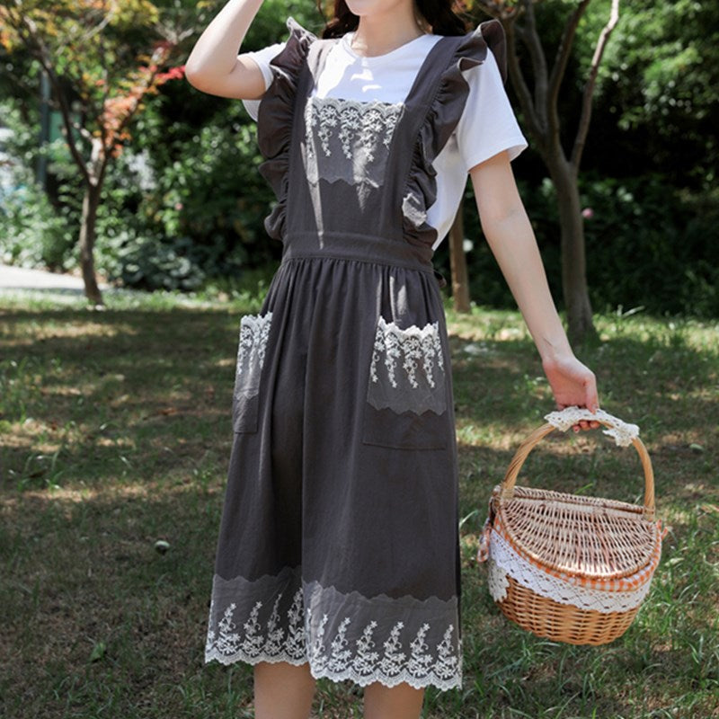 Frilly Cotton Apron Florist Waitress Tea Coffee Shop Pastry Chef Workwear Cafe Barista Baker Flower Shop Uniform