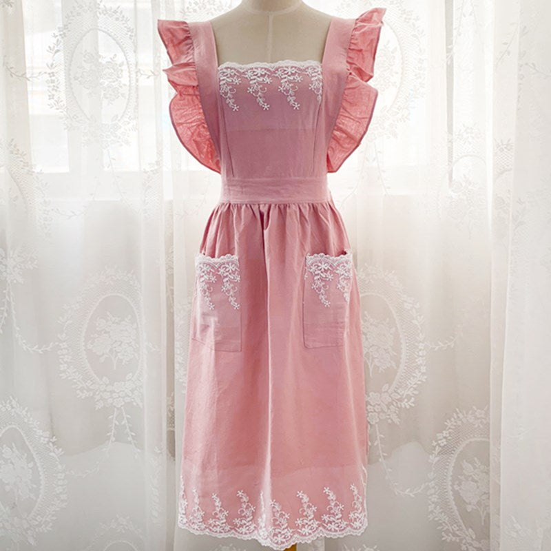 Frilly Cotton Apron Florist Waitress Tea Coffee Shop Pastry Chef Workwear Cafe Barista Baker Flower Shop Uniform