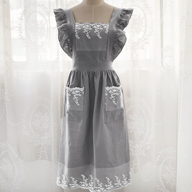 Frilly Cotton Apron Florist Waitress Tea Coffee Shop Pastry Chef Workwear Cafe Barista Baker Flower Shop Uniform