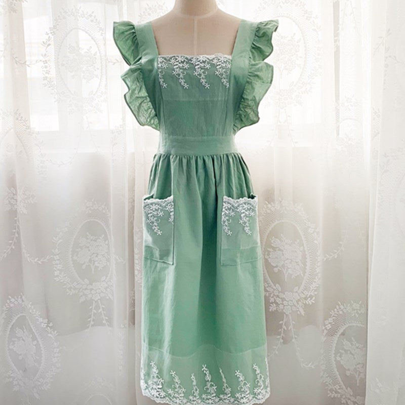 Frilly Cotton Apron Florist Waitress Tea Coffee Shop Pastry Chef Workwear Cafe Barista Baker Flower Shop Uniform