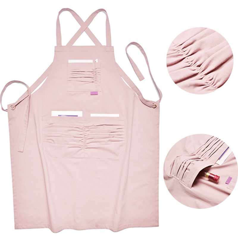 Cross-back Cotton Apron Restaurant Waiter Waitress Barista Cafe Bartender Baker Pastry Culinary Uniform Florist Artist Workwear