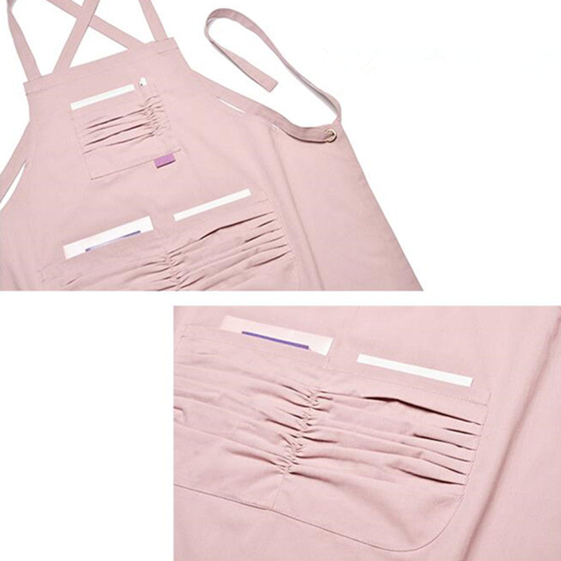 Cross-back Cotton Apron Restaurant Waiter Waitress Barista Cafe Bartender Baker Pastry Culinary Uniform Florist Artist Workwear